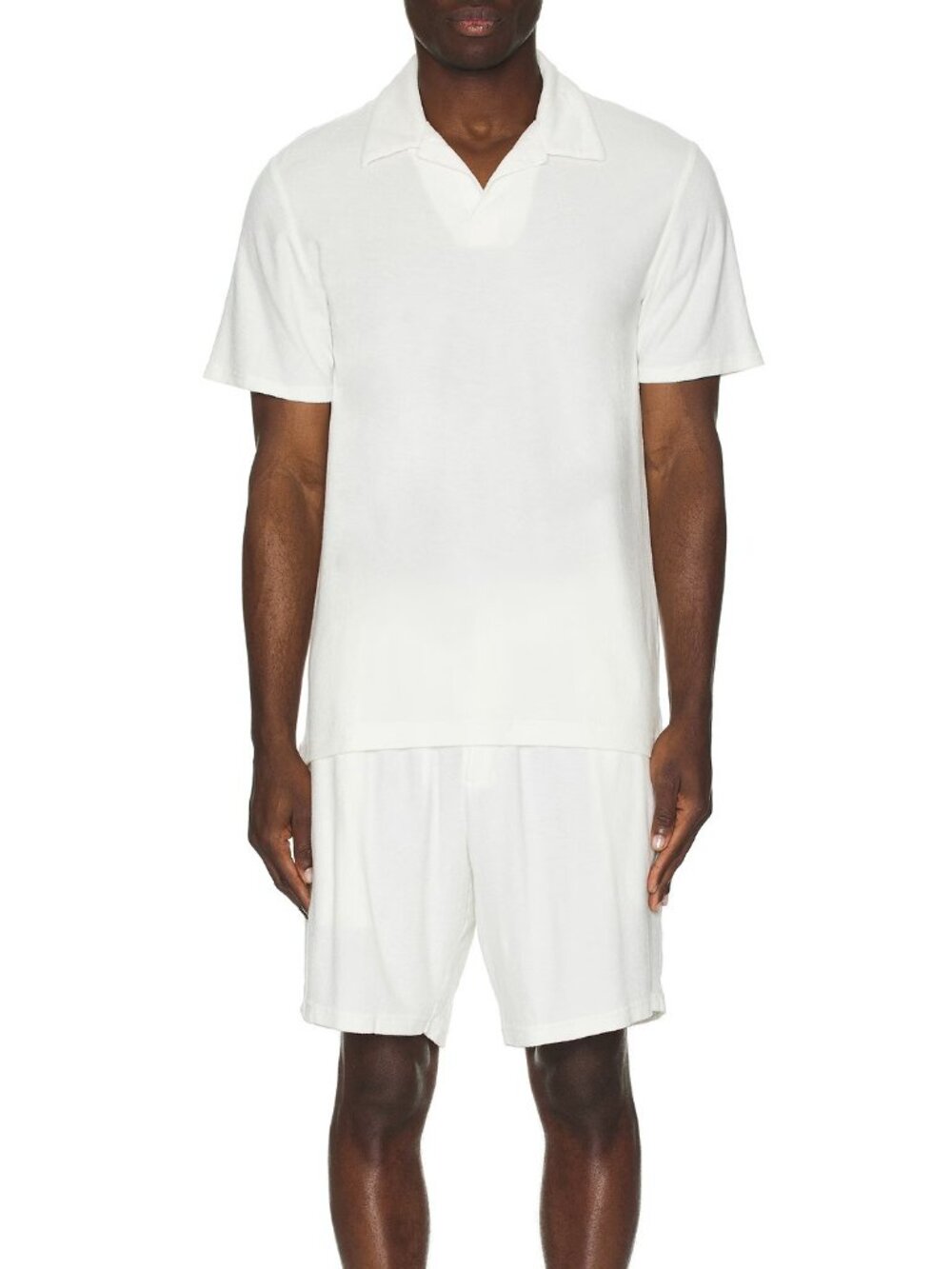 Frescobol Carioca Faustino Terry Cotton Blend Short Sleeve Polo Ivory